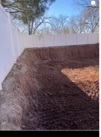 Excavated residential yard prepared for construction